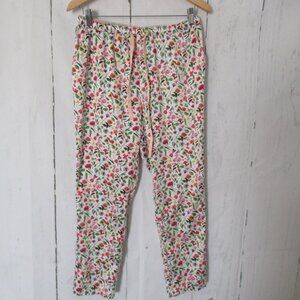 Anthropologie Eloise Pajama Pants M Medium Floral Print PJ Satin Botanical